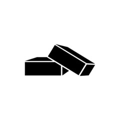 Brick vector icon, two bricks construction icon