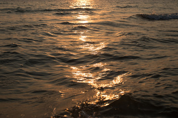 Sunset Sea Water Close Up at Golden Hour