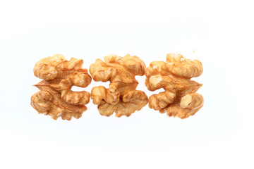 Walnuts on a white background
