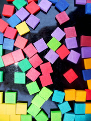Multicolored wooden squares