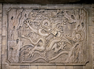 Wall decoration of Chinese longshiban relief building