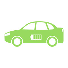 E-car icon in flat style. Auto vector illustration isolated on white background.