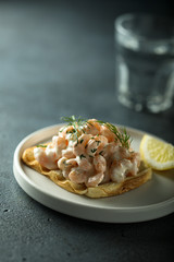 Swedish shrimp salad on toast