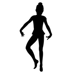 vector, isolated, black silhouette of a girl dancing a dance