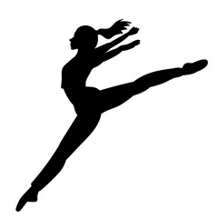  black silhouette girl gymnast jumping
