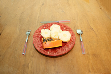 Delicious fruits with kithen things.