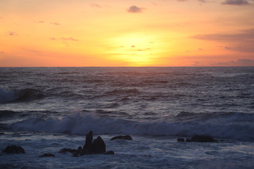 Fototapeta premium Atardecer en la playa de O Vilar, zona Couso