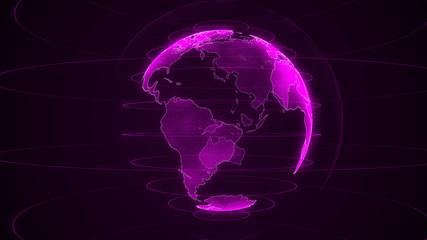 purple planet earth on a black background	
