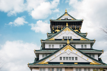 Osaka castle with blue sky in Japan