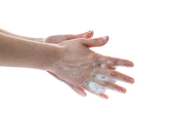 Standard action for hand washing with foam disinfectant hand sanitizer