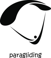 Creative modern hand drawn logo for paragliding sport. Vector illustration, EPS 10. - 336400338