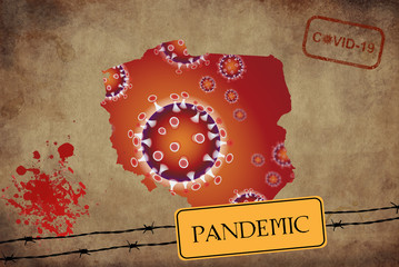 Coronavirus map Poland, pandemic, epidemic - 336400528