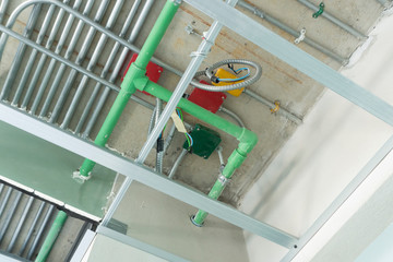Structure of suspended ceiling grid panels.and wiring pipes system.