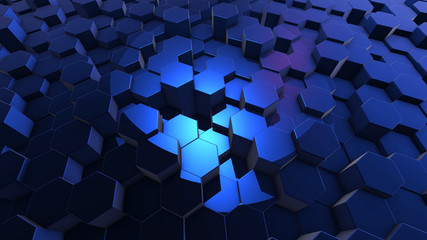 abstract blue background with hexagons	