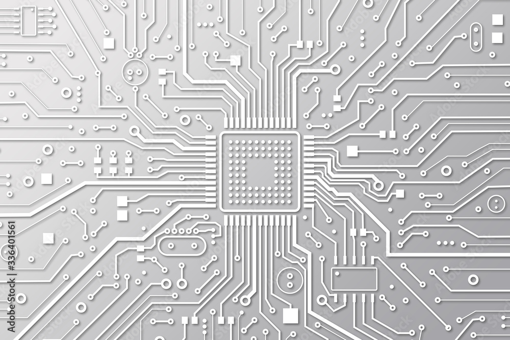 Aufkleber digital technology. top view of electronic motherboard as background. illustration