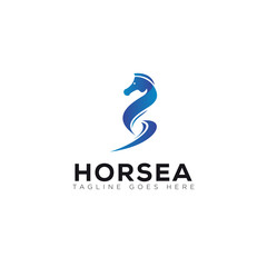 horsea logo, with abstract modern sea horse vector