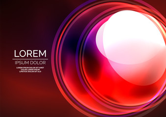 Glowing neon shiny transparent bubbles, glass circles or bio cell concept. Techno futuristic vector abstract background For Wallpaper, Banner, Background, Card, Book Illustration, landing page