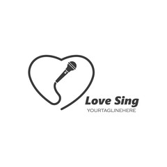 microphone icon logo of karaoke and musical vector illustration design