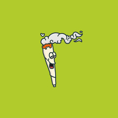 Happy burning stoned joint cartoon character vector illustration for Weed Day on April 20