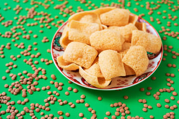 crispy lentil snacks in a plate