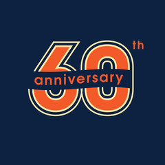 60 years anniversary vector logo, icon. Graphic design element with number