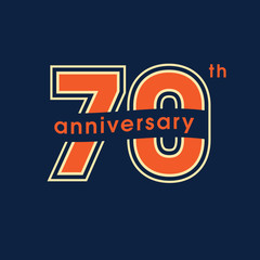 70 years anniversary vector logo, icon. Graphic design element with number