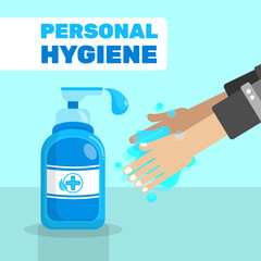 Personal Hygiene Hand Sanitizing Illustration