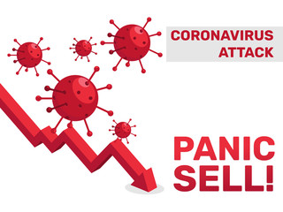 Stock Market Graphic Down Because of Coronavirus. Panic Sell Illustration