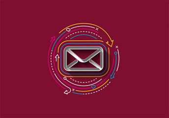 Abstract colorful line pattern design Email icon web design element.