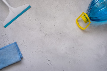 Car windows cleaning with microfiber and washing liquid.