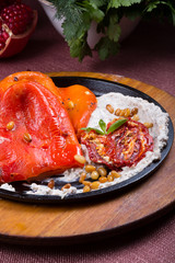 Marinated bell pepper served with nut spread