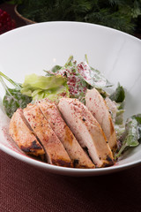 Grilled chicken meat salad