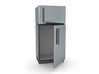 3D Rendering of refrigerator with door opened