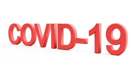 Coronavirus. Red word COVID-19 isolated o white