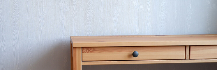 Stylish wooden table. Beautiful interior