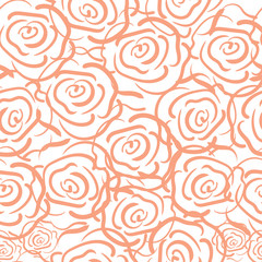 Seamless pattern with pink flowers on a white color background. Use for fabric, wrapping paper, wallpaper, print, backdrops, napkins, bags, merchandise, clothing, and artwork.