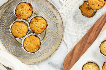 Banana Nut Muffins in Foil Cupcake Paper
