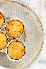 Banana Nut Muffins in Foil Cupcake Paper