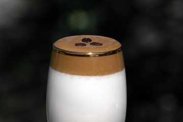 Dalgona Coffee, Fluffy creamy whipped coffee with coffee beans