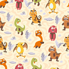 Fototapeta na wymiar Dinosaurs seamless pattern for kids, Creative vector childish background