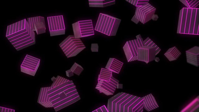 Glowing neon light shapes. Disco ball abstract background. Looped animation. Ultraviolet spectrum background