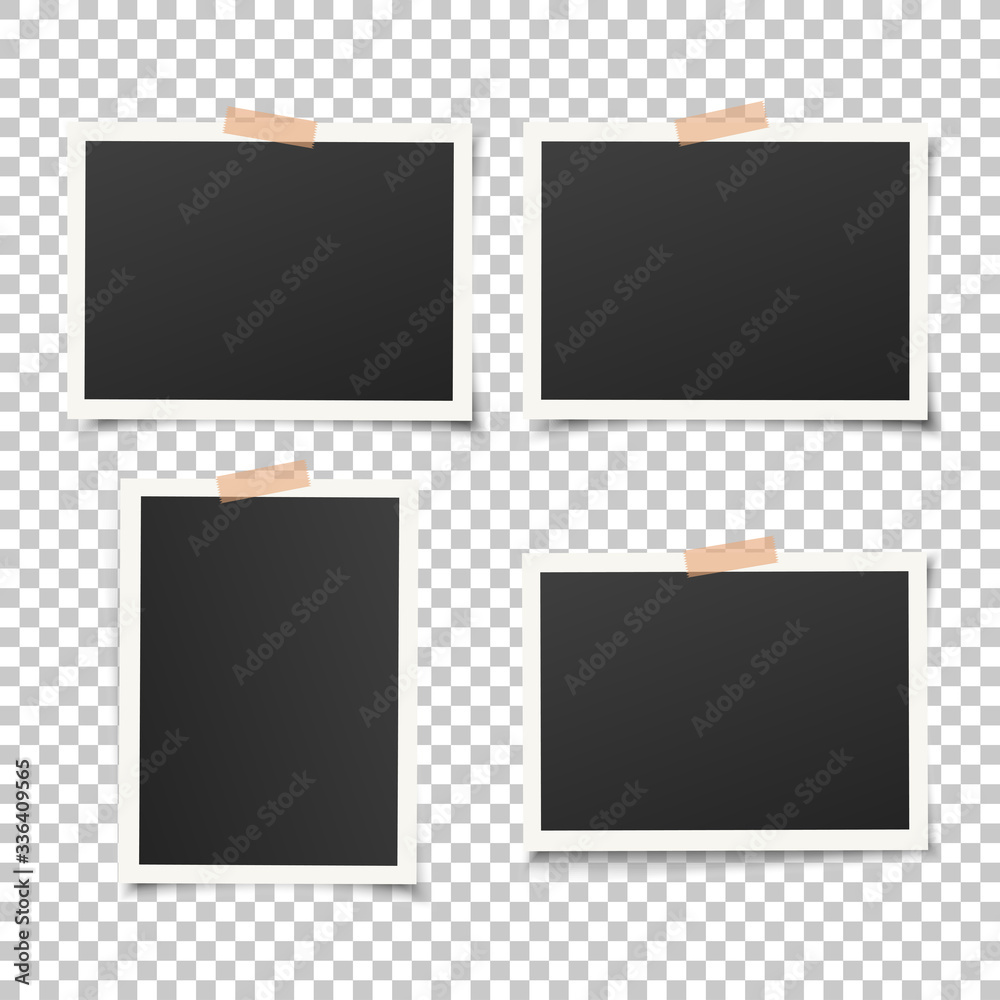 Leinwandbilder set of empty photo frames with adhesive tape. vector vintage picture with adhesive tapes. photo real