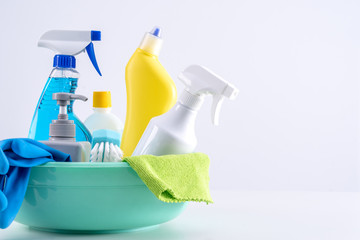 Cleaning product tool equipments, concept of housekeeping, professional clean service, housework...