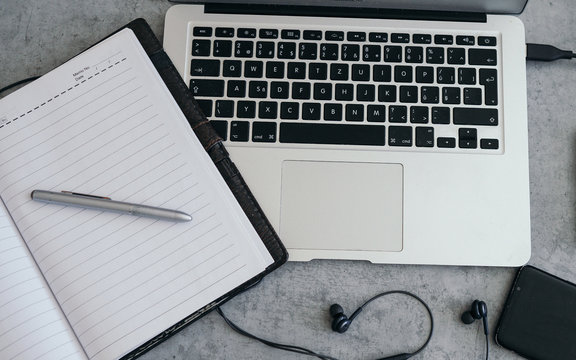 Photographer's home office space. Working remotely - work from home concept.