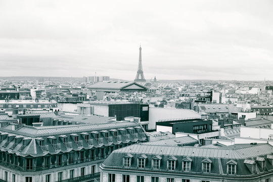 black and white image of Paris