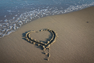A heart written in the sand