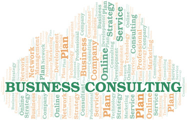 Obraz premium Business Consulting typography vector word cloud.