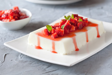 Homemade Panna Cotta With Strawberries