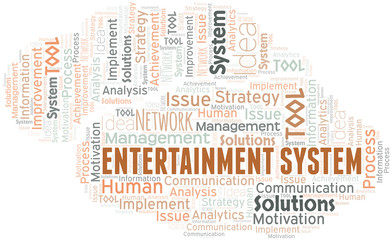 Obraz premium Entertainment System typography vector word cloud.
