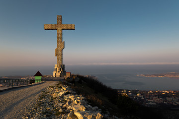 Cross on the mountain in Russia 